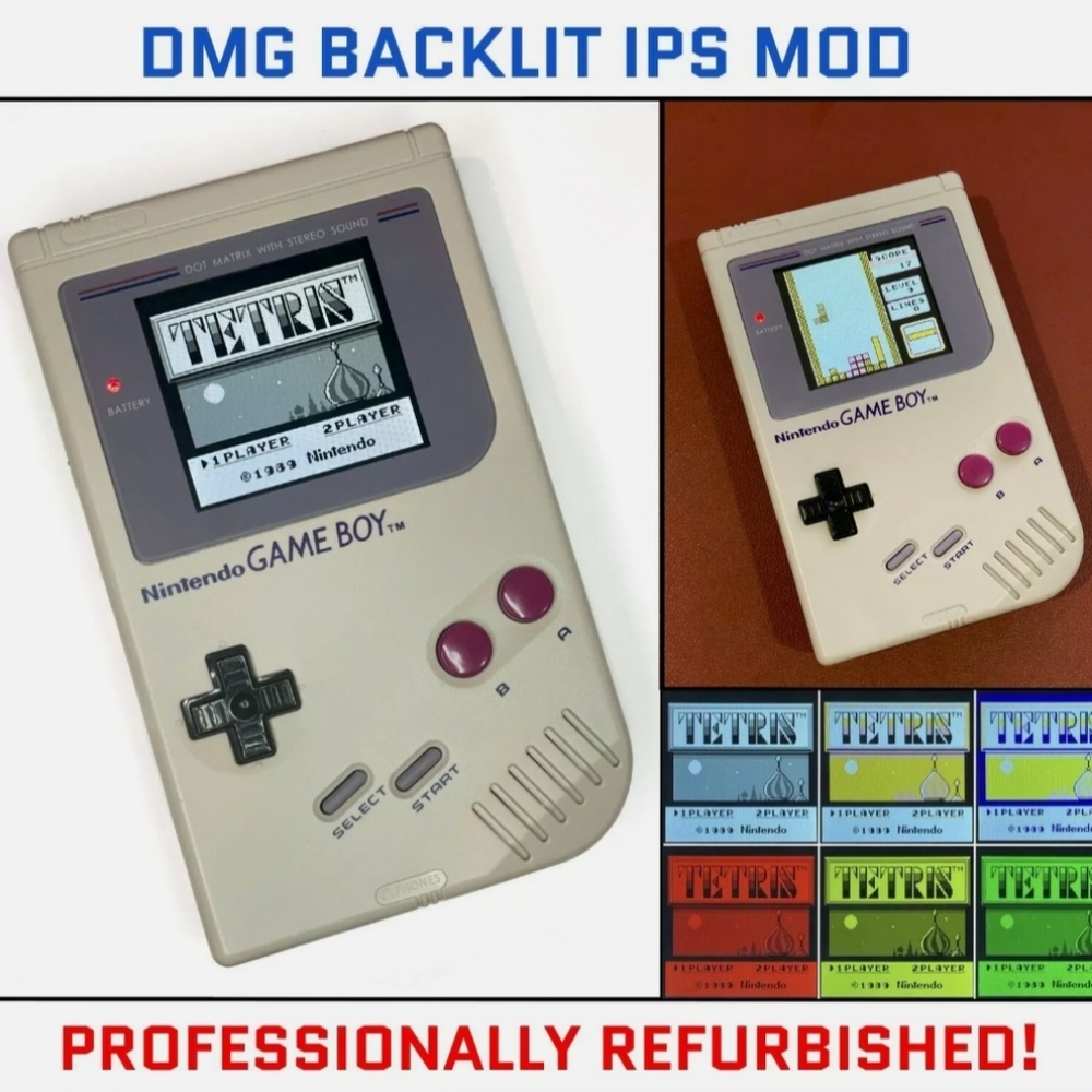 Nintendo Gameboy DMG Backlit + Speaker Mod w/ tetris